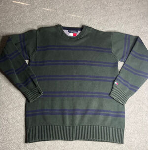 Vintage Tommy Hilfiger Men's Pull over Sweater Green & Blue Size M B228